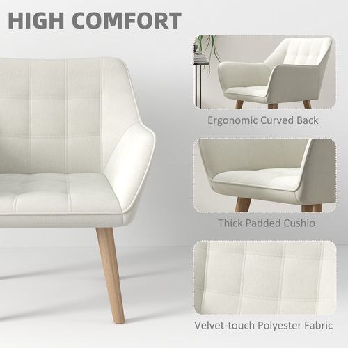 Velvet-Feel Accent Chair with Arms Slanted Back Wood Legs