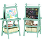 Double-Sided Art Easel for Kids w/ Paper Roll, Storage Baskets