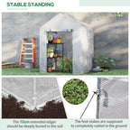 Greenhouse for Outdoor, Gardening 2 Tier Shelf, PE Cover, 143x143x195cm, Green in Green