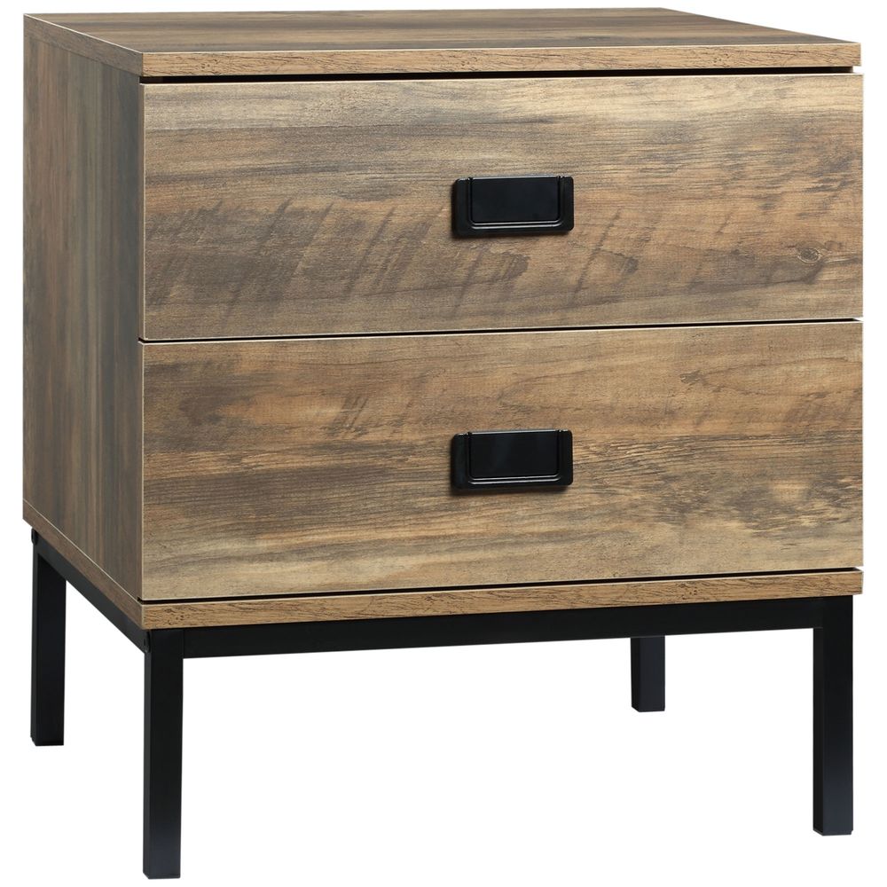 Metal Frame End Table with Storage Drawers - Bedroom & Living Room Furniture