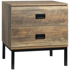 Metal Frame End Table with Storage Drawers - Bedroom & Living Room Furniture