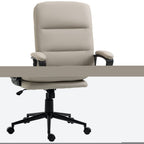 PU Leather Office Chair for Home with Arm, Adjustable Height, Grey