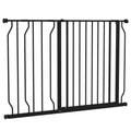 Dog Gate - Wide Stair Gate with Door - Pressure Fit - Black