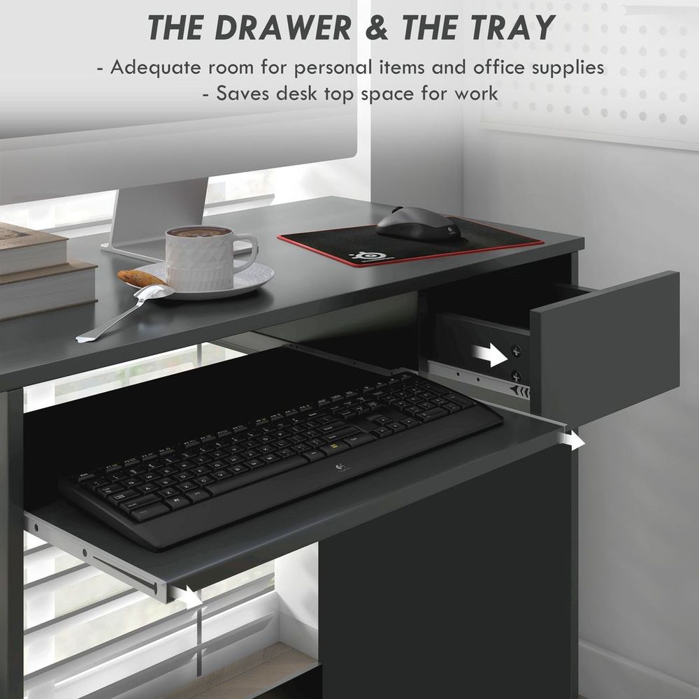 Compact Computer Table, Grey: Space-Saving, Durable, Stylish - Ideal for Study, Office, or Bedroom