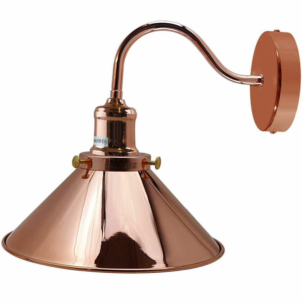 Vintage Industrial Wall Sconce Gooseneck Arm Indoor Lighting~1196 Rose Gold