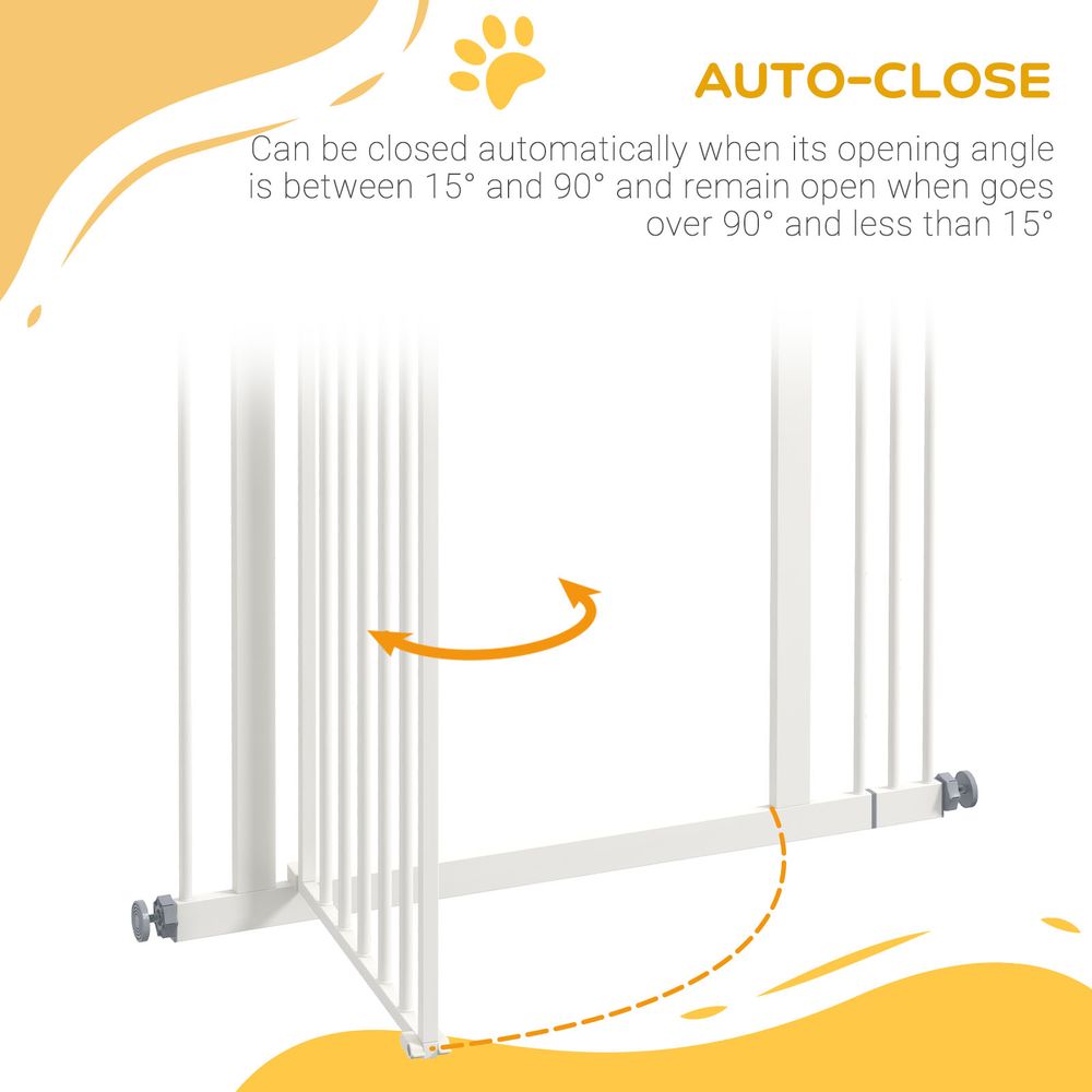 Adjustable Metal Pet Gate - Keep Pets Safe - Auto-Close Door - White
