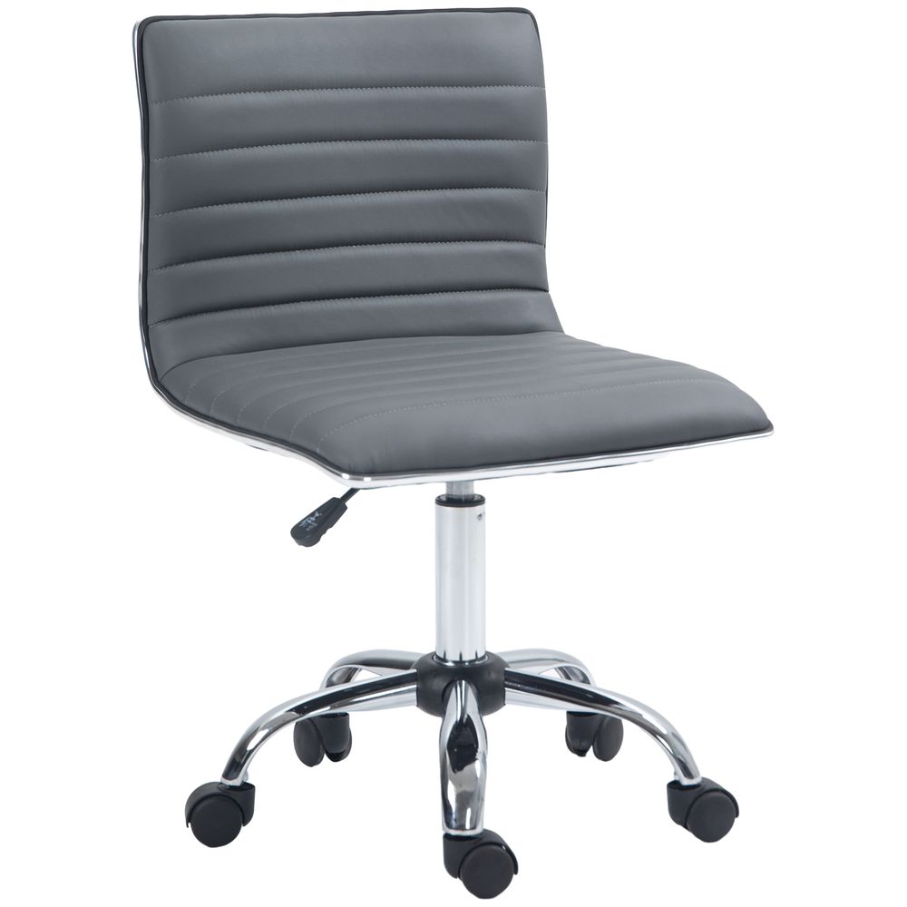 Ergonomic Dark Grey Office Chair: Armless Mid-Back, Adjustable, 360 Swivel