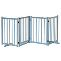 Freestanding Pet Gate for Small and Medium Dogs, Wooden Foldable Dog Safety Barrier with 4 Panels, 2 Support Feet, 80 cm Tall for Doorways, Stairs Blue-grey