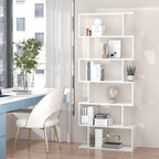 Particle Board 6-Tier White Shelving Unit - Versatile Storage Solution
