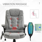 Executive Reclining Chair w/ Heating Massage Points Relaxing Headrest Grey with Back Detail