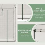 Walk-in Garden Greenhouse - Steel Frame, Roll Up Door, Weatherproof, Portable - 200x76x168cm
