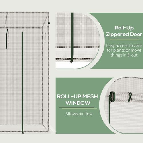 Walk-in Garden Greenhouse - Steel Frame, Roll Up Door, Weatherproof, Portable - 200x76x168cm