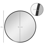 61cm Black Wall Mirror - Bedroom, Living Room, Bathroom - Home Decor