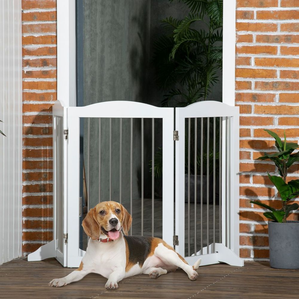Foldable Dog Gate - Ideal for Doorways, Stairs, Halls - White