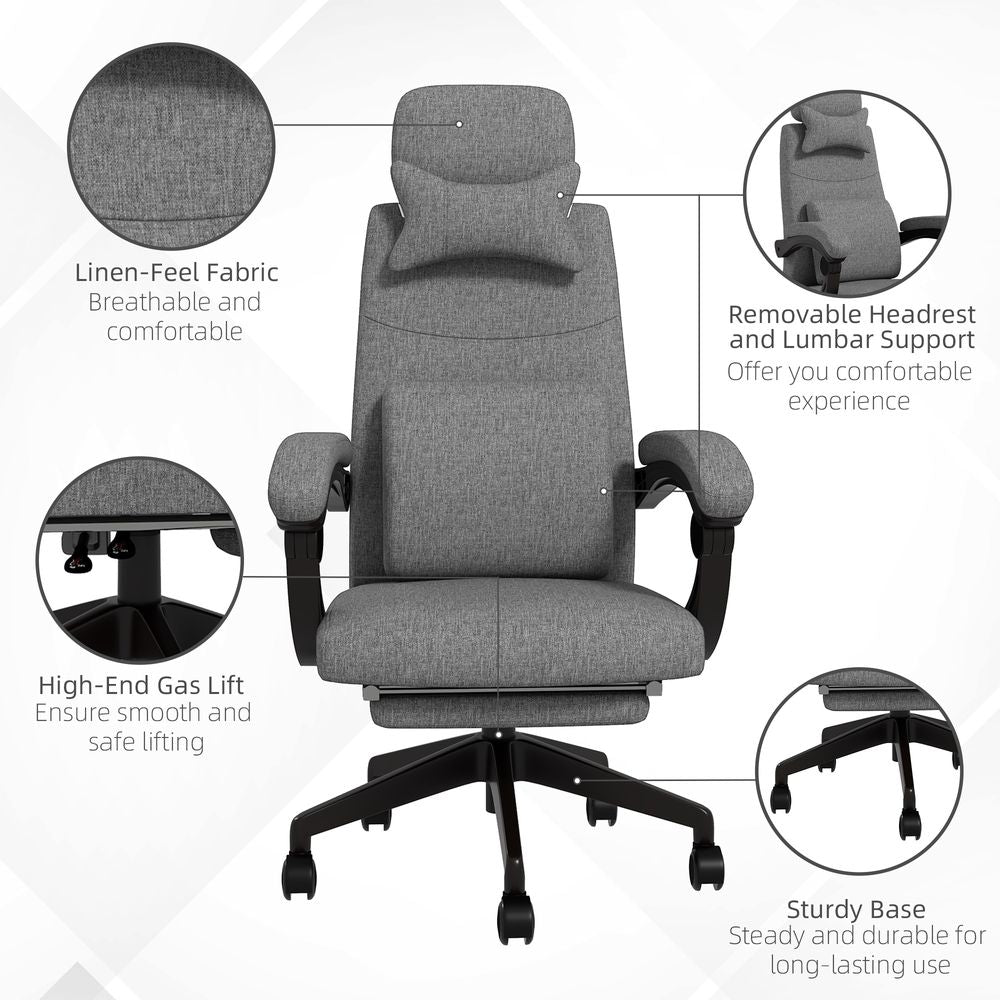 Home Office Chair Reclining Computer Chair w/ Lumbar Support Dark Grey