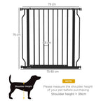 Dog Gate: Wide Stair Gate w/ Door, Pressure Fit, Black, Easy Setup - Keeps Pets Safe & Secure