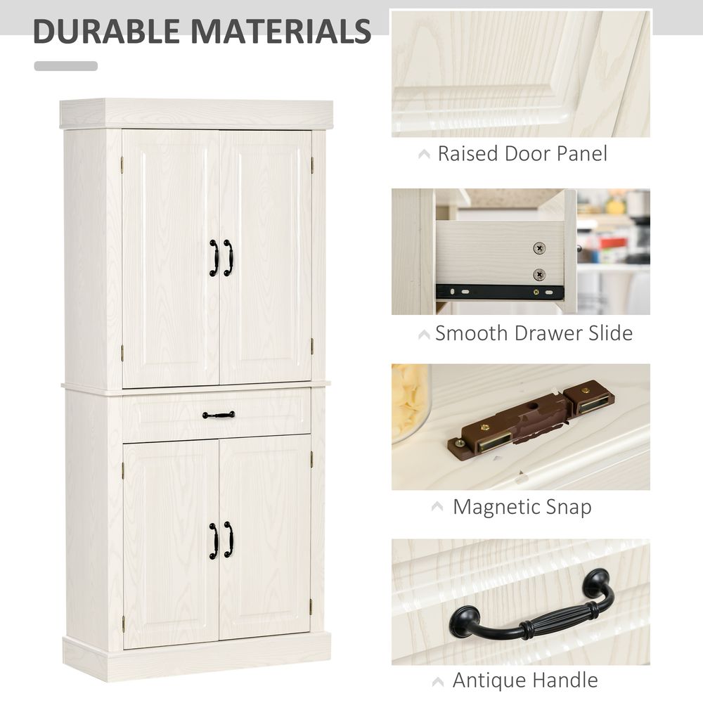 180cm Kitchen Pantry Storage Cabinet Server Food Organizer, White