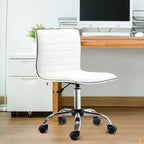 Armless Mid-Back Adjustable Office Chair 360 Swivel Ergonomic White