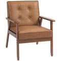 Accent Chair PU Leather Armchair with Armrests for Living Room Grey Brown