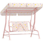 Kids Garden Swing Chair, Swing Seat with Adjustable Canopy, Pink