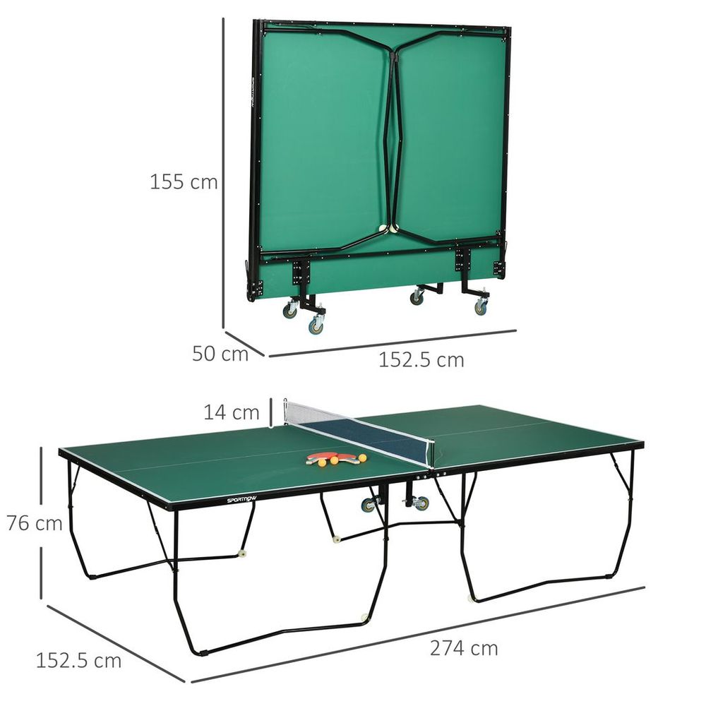 9FT Folding Table Tennis Table - Indoors/Outdoors - 8 Wheels