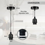 Industrial Chrome Pendant Light Fitting. E27 UK Holder Set. PVC Cable. Dimmable.. Adds Lampshades
