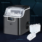 Ice Maker Machine - Compact, Fast, Adjustable Cube Size, Scoop - Black