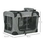 Folding Pet Carrier Bag House W/ Cushion Storage, Grey 60x41.5x41cm