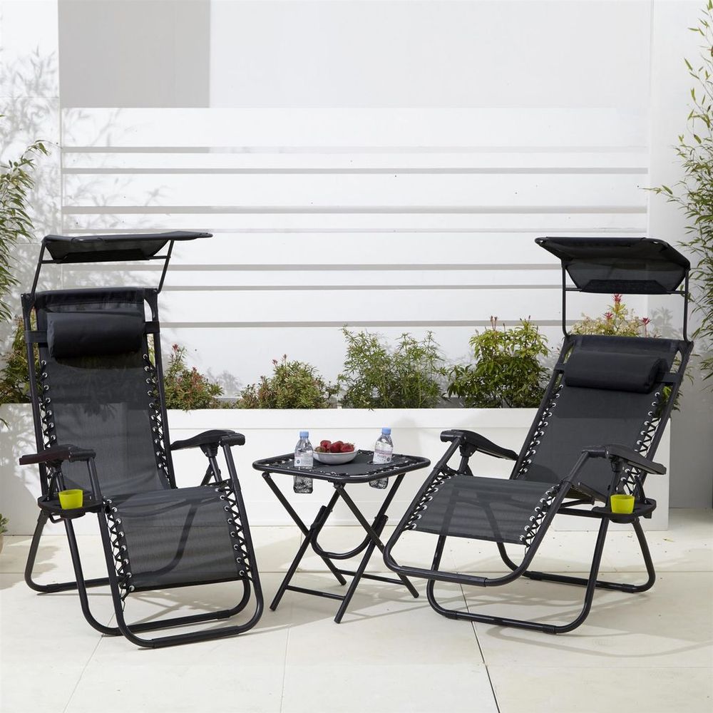 Zero Gravity Garden Chairs & Table - Adjustable, Folding, Comfortable, Durable & Stylish Furniture Set