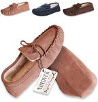 Womens Sheepskin Suede Moccasin Slippers With Suede Sole - 431-100