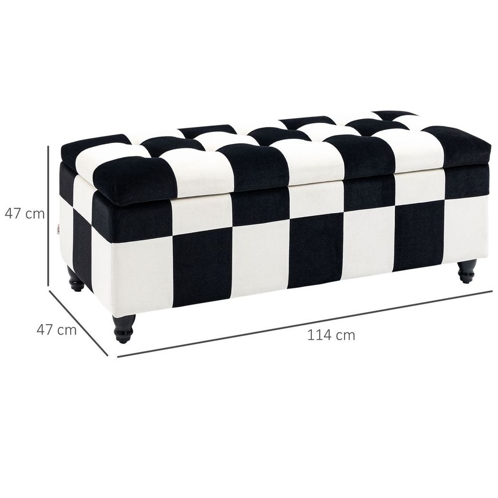 114cm Velvet Storage Ottoman: Button-tufted Footstool Box, Spacious and Stylish