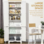 Freestanding 4-Door Kitchen Cupboard, Storage Cabinet Organizer with 4 Shelves,White