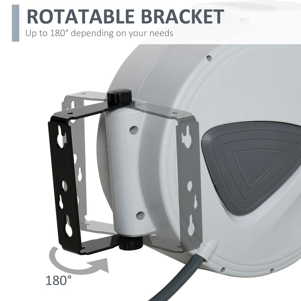 Retractable Air Hose Reel 15m+140cm (Hose Diameter 3/8" 9.5mm), Hose Connector 1/4" BSP, Wall Mount Auto Rewind Hose-Reel