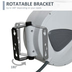 Retractable Air Hose Reel 15m+140cm (Hose Diameter 3/8" 9.5mm), Hose Connector 1/4" BSP, Wall Mount Auto Rewind Hose-Reel
