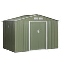 9 x 6FT Garden Metal Storage Shed Tool Box Foundation Vent & Doors Green