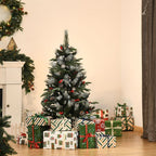 4FT Artificial Snow-Dipped Christmas Tree Foldable Berries White Pinecones Green