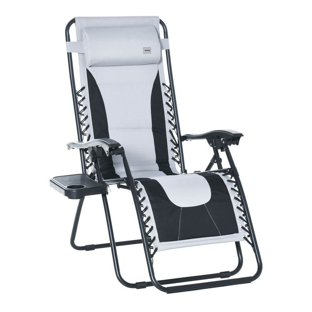 Comfort Zero Gravity Recliner, Foldable & Adjustable, Light Grey