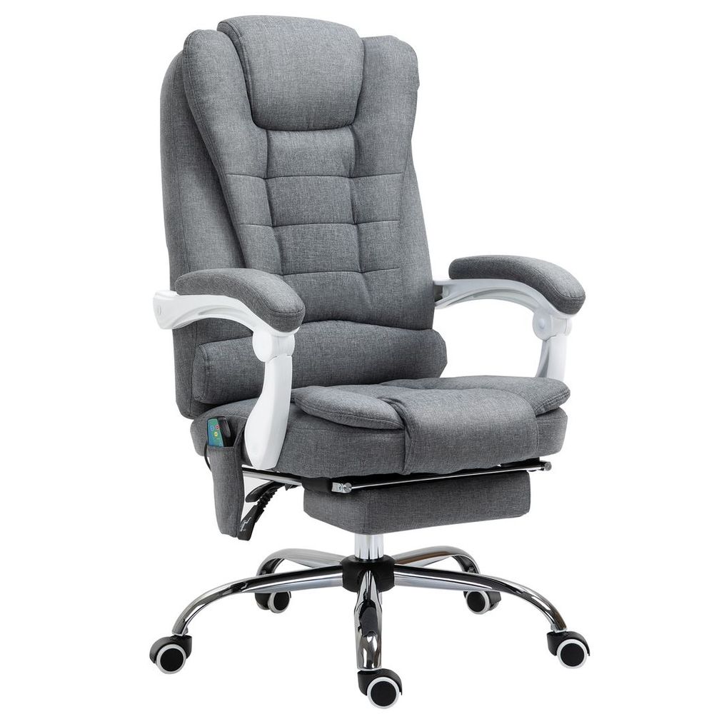 Vintage High Back Heated Massage Office Chair - 6 Vibration Points - Grey