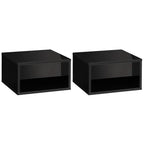 Wall-Mounted Nightstand Set - 2x Drawer, Black - Reliable Quality