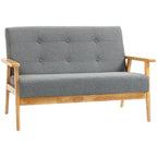 Modern 2-Seater Sofa Upholstery Couch with Rubber Wood Legs Dark Grey