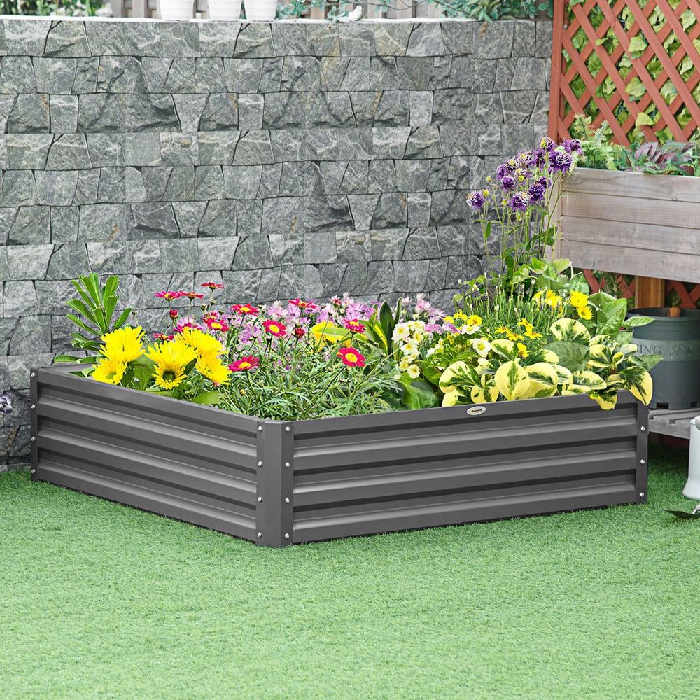 Raised Garden Bed - Metal Planter - Light Grey