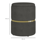 Round Pouffe, Storage Footstool with Cushioned Top, Hidden Space with Multifunctional Detail