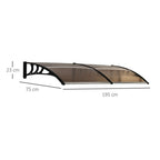 Clear Polycarbonate Curved Awning - 80x195x23cm - Black
