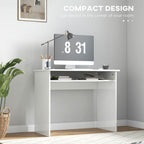 Computer Desk Writing Table Study Workstation Storage High Gloss White