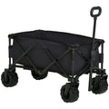 Outdoor Pull Along Garden Trolley on Wheels Folding Beach Cart Black