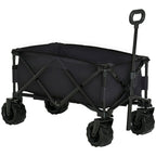 Outdoor Pull Along Garden Trolley on Wheels Folding Beach Cart Black
