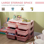 Kids Storage Units with 6 Drawers 3 Tier Chest Vertical Dresser Tower Toy Organizer for Nursery Playroom Kindergarten Pink