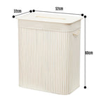 Organizer - Rectangular Bamboo Laundry Basket, White, Divider