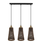 Retro Industrial Vintage Rattan Ceiling Pendant - 3 Head Natural Wicker Basket Style - Materials - Dimmable - Free Shipping