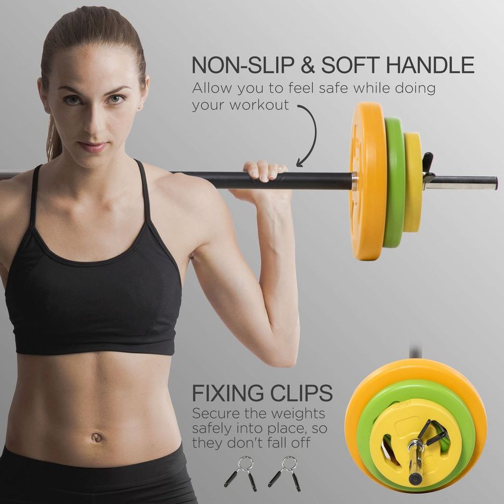 Premium 20kg Barbell Set: Non-slip Handle, Quality Weights | Strength Training